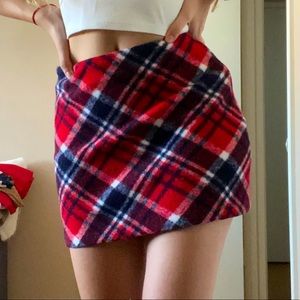 Forever 21 Red and Navy wool plaid mini skirt
